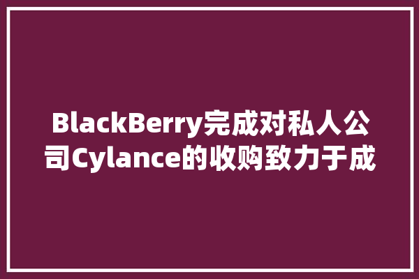 BlackBerry完成对私人公司Cylance的收购致力于成长为全球最大年夜的人工智能收集安然公司_人工智能_互联 科技快讯