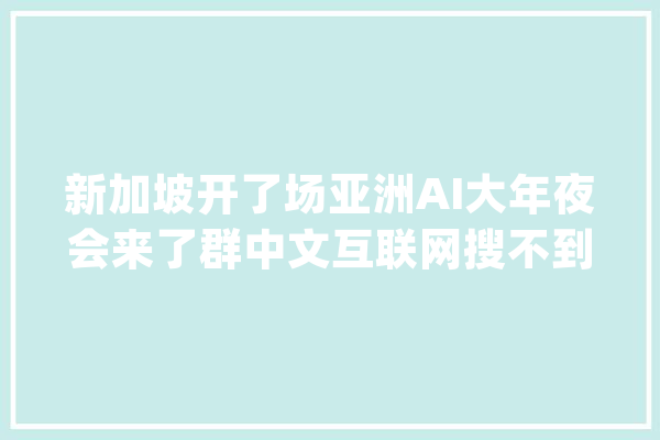 新加坡开了场亚洲AI大年夜会来了群中文互联网搜不到的公司_模子_新加坡