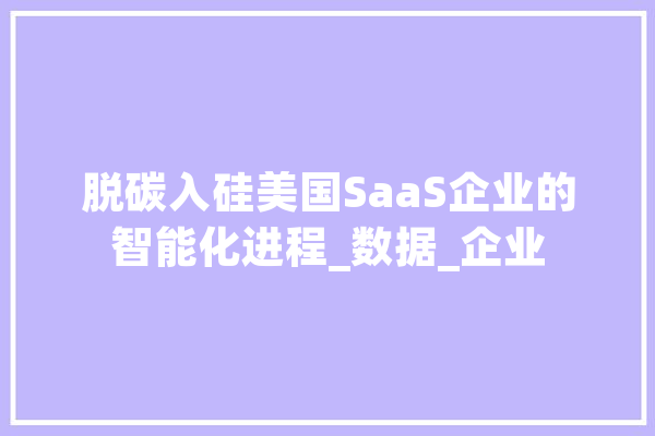 脱碳入硅美国SaaS企业的智能化进程_数据_企业 文字写作