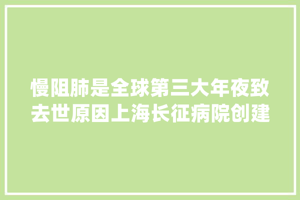慢阻肺是全球第三大年夜致去世原因上海长征病院创建精准猜测该疾病的影像新方法_影像_特点