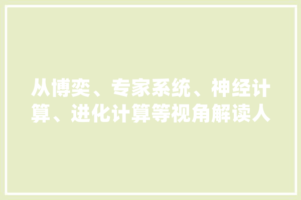 从博奕、专家系统、神经计算、进化计算等视角解读人工智能历史_人工智能_法式 计算机