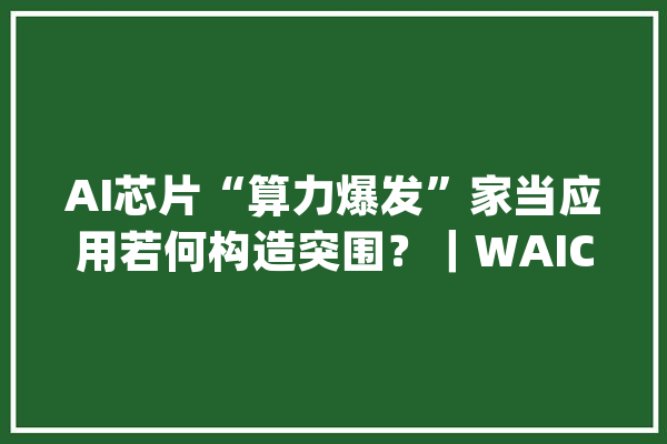 AI芯片“算力爆发”家当应用若何构造突围？｜WAIC不雅观察_芯片_人工智能 AI快讯