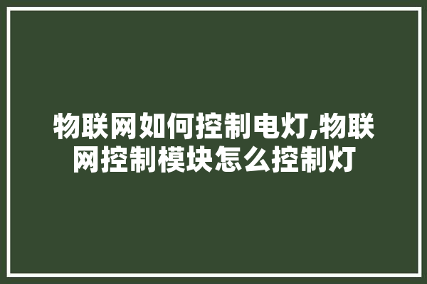 物联网如何控制电灯,物联网控制模块怎么控制灯