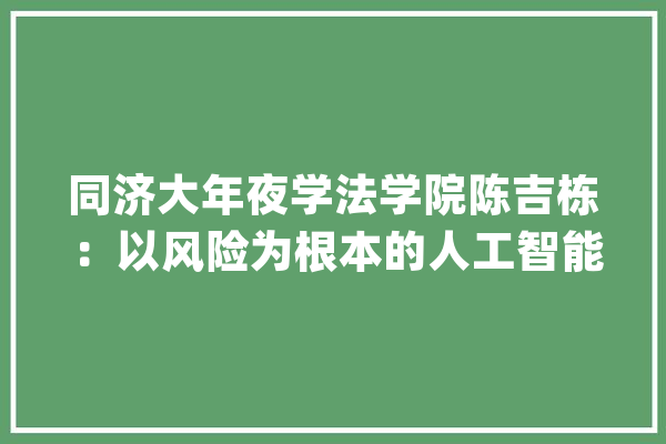 同济大年夜学法学院陈吉栋 ：以风险为根本的人工智能治理_风险_人工智能 AI快讯