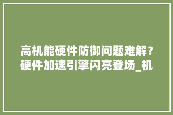 高机能硬件防御问题难解？硬件加速引擎闪亮登场_机能_硬件