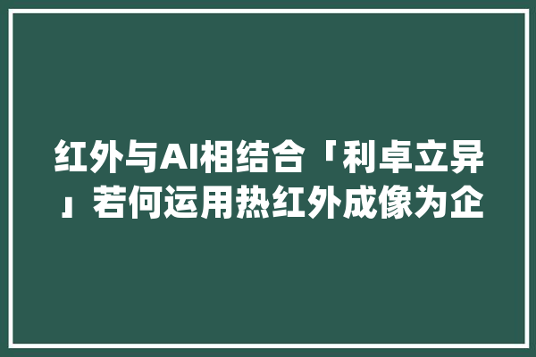 红外与AI相结合「利卓立异」若何运用热红外成像为企业用户做事？_客户_人工智能 AI简讯