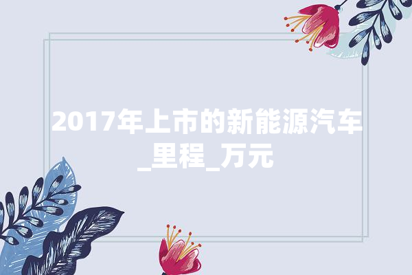 2017年上市的新能源汽车_里程_万元