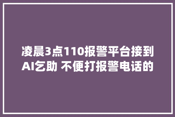 凌晨3点110报警平台接到AI乞助 不便打报警电话的情形可运用短信报警_人士_公安