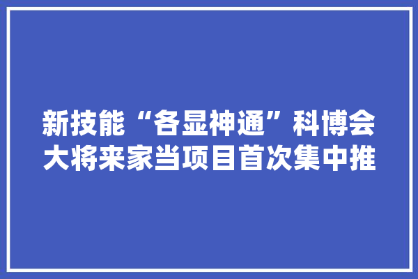 新技能“各显神通”科博会大将来家当项目首次集中推介_将来_家当 智能写作