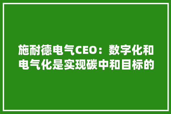 施耐德电气CEO：数字化和电气化是实现碳中和目标的关键_范畴_建筑 绘影字幕