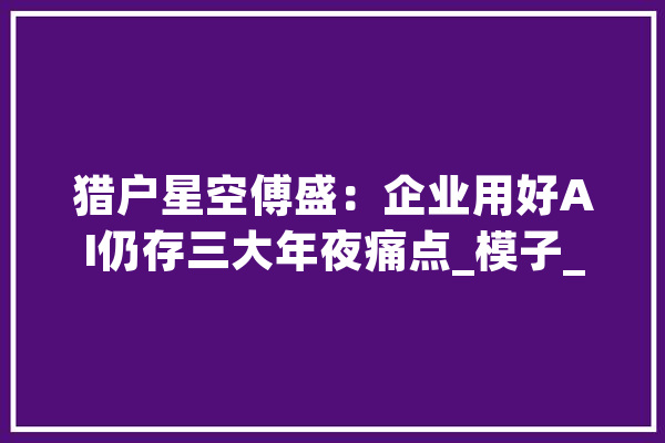 猎户星空傅盛：企业用好AI仍存三大年夜痛点_模子_机械人 绘影字幕