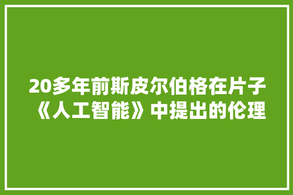 20多年前斯皮尔伯格在片子《人工智能》中提出的伦理问题至今还惹人寻思_人工智能_价值 AI快讯