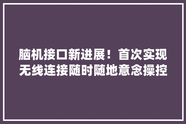 脑机接口新进展！首次实现无线连接随时随地意念操控_接口_暗记