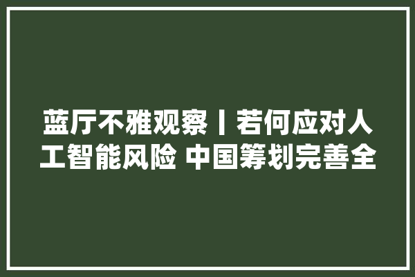 蓝厅不雅观察丨若何应对人工智能风险 中国筹划完善全球治理_人工智能_决定