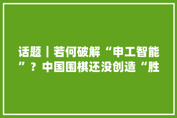 话题｜若何破解“申工智能”？中国围棋还没创造“胜负手”_棋手_围棋 云服务