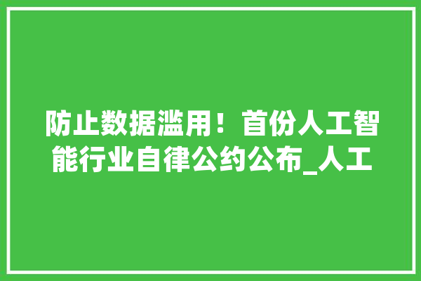 防止数据滥用！首份人工智能行业自律公约公布_人工智能_家当 云服务