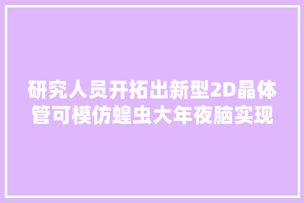 研究人员开拓出新型2D晶体管可模仿蝗虫大年夜脑实现避障_晶体管_神经元 智能写作