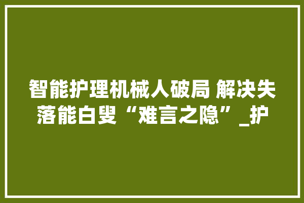 智能护理机械人破局 解决失落能白叟“难言之隐”_护士_白叟
