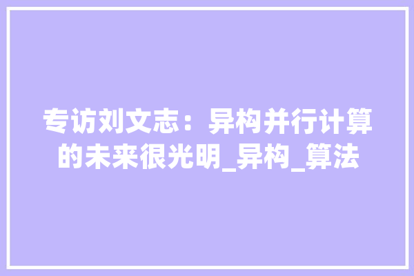 专访刘文志：异构并行计算的未来很光明_异构_算法