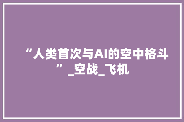 “人类首次与AI的空中格斗”_空战_飞机