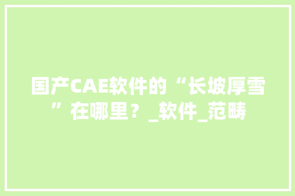 国产CAE软件的“长坡厚雪”在哪里？_软件_范畴 计算机