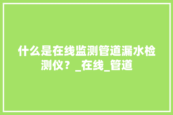 什么是在线监测管道漏水检测仪？_在线_管道