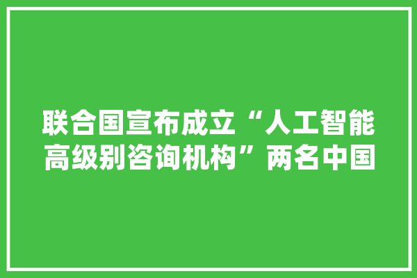 联合国宣布成立“人工智能高级别咨询机构”两名中国学者入选中方回应_人工智能_中方