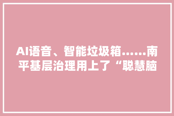 AI语音、智能垃圾箱……南平基层治理用上了“聪慧脑”_街道_建阳