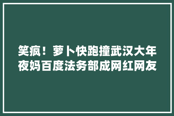 笑疯！萝卜快跑撞武汉大年夜妈百度法务部成网红网友评论区笑喷_萝卜_快跑
