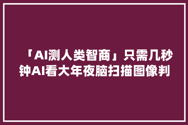 「AI测人类智商」只需几秒钟AI看大年夜脑扫描图像判断你的智商_智商_脑部