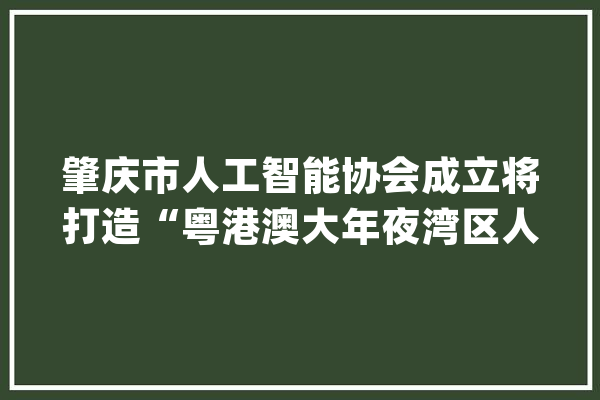 肇庆市人工智能协会成立将打造“粤港澳大年夜湾区人工智能立异走廊”_人工智能_肇庆 智能助手