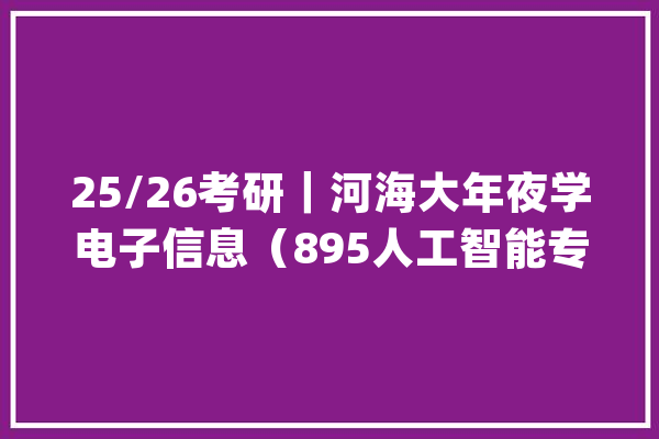 25/26考研｜河海大年夜学电子信息（895人工智能专业根本）经验分享_复试_先生 智能问答