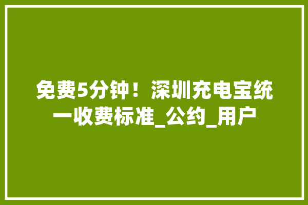 免费5分钟！深圳充电宝统一收费标准_公约_用户 文字写作