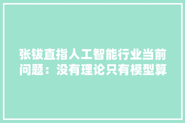 张钹直指人工智能行业当前问题：没有理论只有模型算法_模子_人工智能 云服务