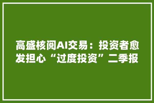 高盛核阅AI交易：投资者愈发担心“过度投资”二季报收入下调将重创估值_支出_阶段 云服务