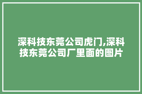 深科技东莞公司虎门,深科技东莞公司厂里面的图片 智能问答