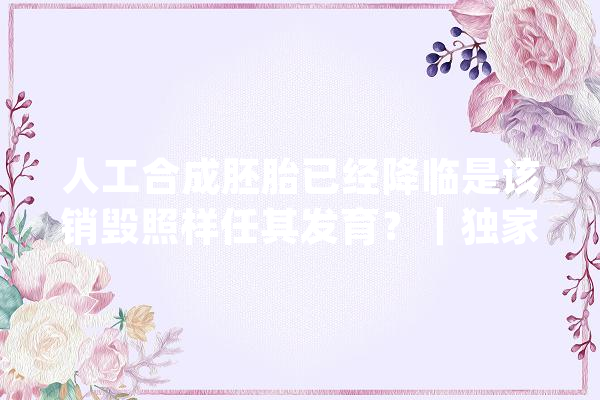 人工合成胚胎已经降临是该销毁照样任其发育？｜独家深度_胚胎_干细胞