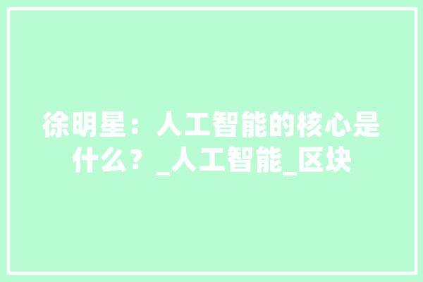 徐明星：人工智能的核心是什么？_人工智能_区块 绘影字幕