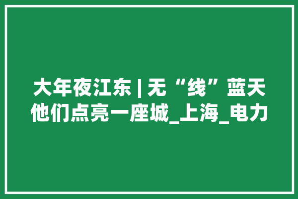 大年夜江东 | 无“线”蓝天他们点亮一座城_上海_电力 科技快讯