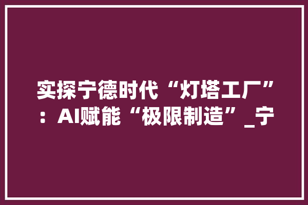 实探宁德时代“灯塔工厂”：AI赋能“极限制造”_宁德_时代