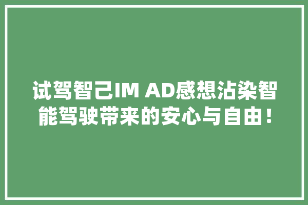 试驾智己IM AD感想沾染智能驾驶带来的安心与自由！_智能_技巧 智能写作