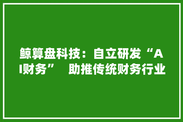 鲸算盘科技：自立研发“AI财务”   助推传统财务行业颠覆性变革_算盘_行业 云服务