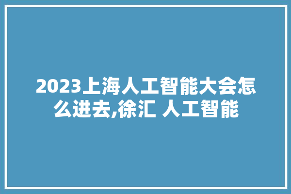 2023上海人工智能大会怎么进去,徐汇 人工智能 AI简讯