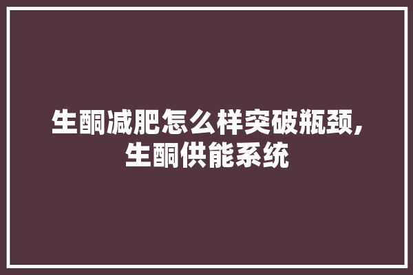 生酮减肥怎么样突破瓶颈,生酮供能系统 科技快讯