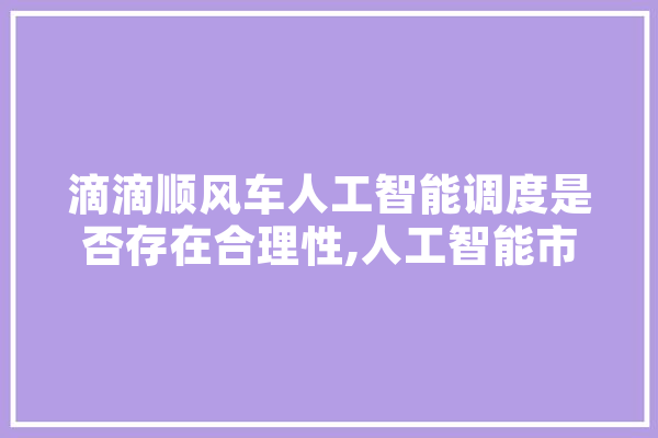 滴滴顺风车人工智能调度是否存在合理性,人工智能市场需求 计算机