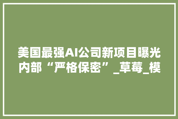 美国最强AI公司新项目曝光内部“严格保密”_草莓_模子