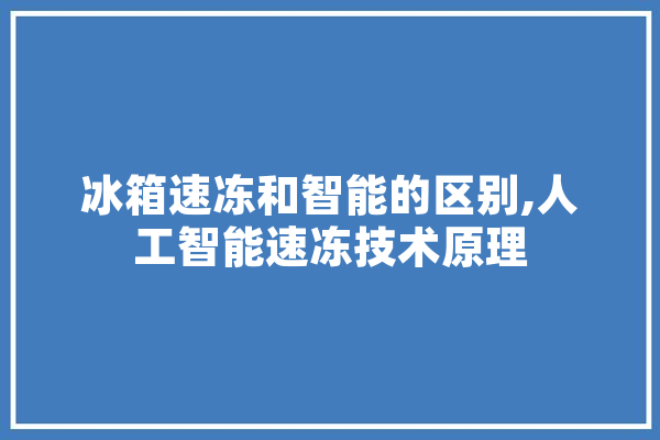 冰箱速冻和智能的区别,人工智能速冻技术原理 智能助手