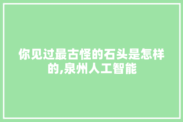 你见过最古怪的石头是怎样的,泉州人工智能 AI快讯