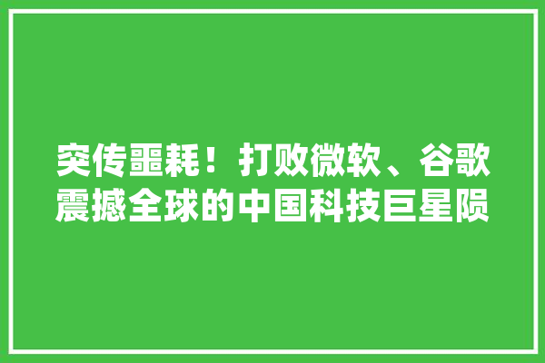 突传噩耗！打败微软、谷歌震撼全球的中国科技巨星陨落_人工智能_微软