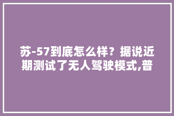 苏-57到底怎么样？据说近期测试了无人驾驶模式,普惠人工智能